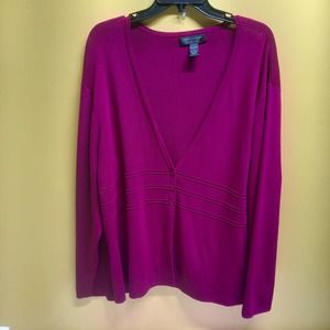 Cable & Gauge Woman Magenta 3 button front lightweight sweater cardigan 3X